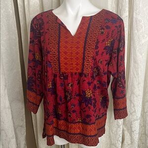 Coldwater Creek Red Floral Blouse